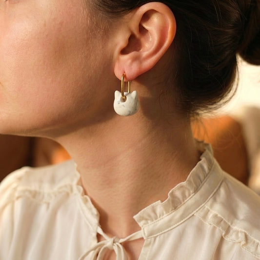 boucles d’oreilles chat fait main