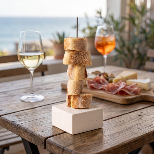 Pic à pain artisanal sur une table d’apéritif