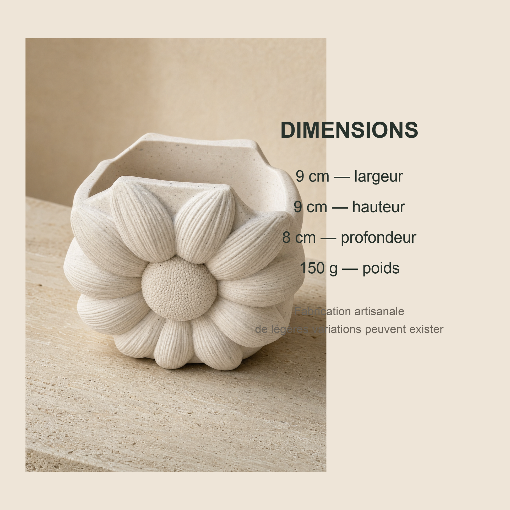 Etsy IA validée — dimensions et poids du Pot Marguerite