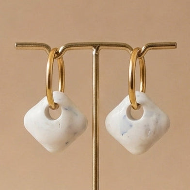 boucles d’oreilles rectangle coquillé artisanales