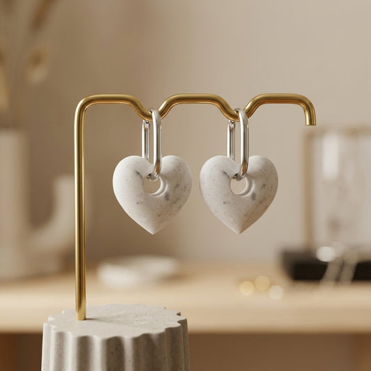 boucles d’oreilles cœur coquillé artisanales