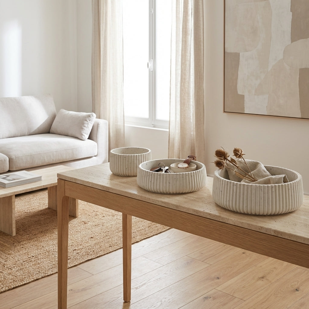 le design strié - contenant strié minéral fait main
