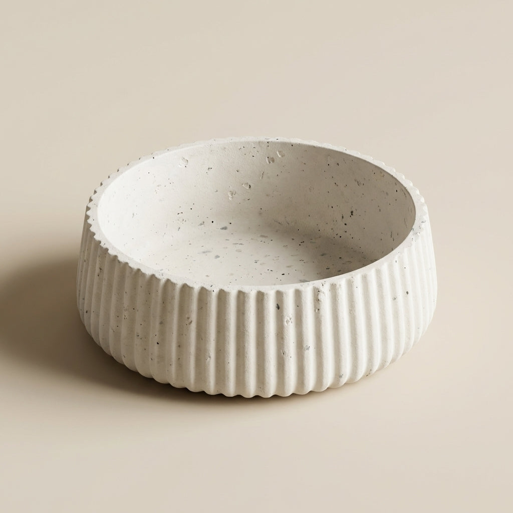 le design strié - contenant strié minéral artisanal