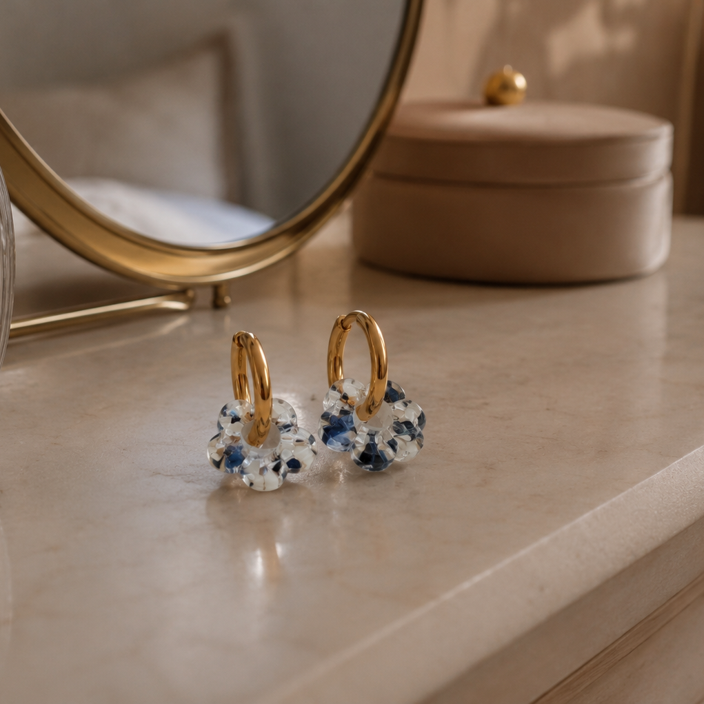Boucles d’oreilles marguerite  coquillée artisanales