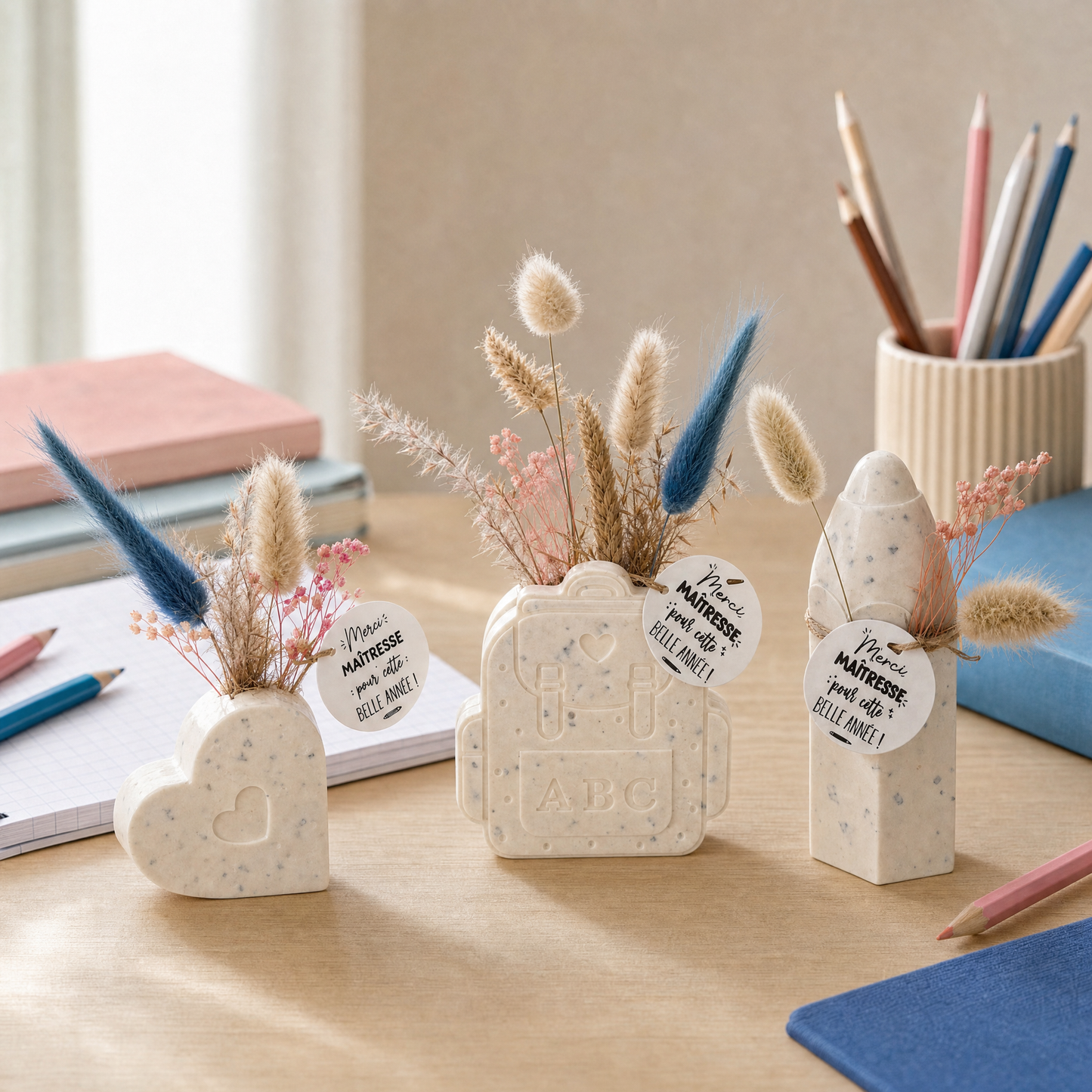 Solifleur Cadeau personnalisé enseignant – Fleurs séchées & création artisanale