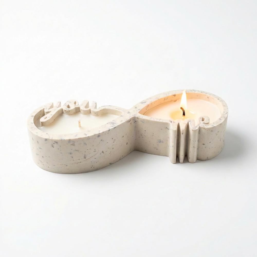 Bougie double cœur décorative