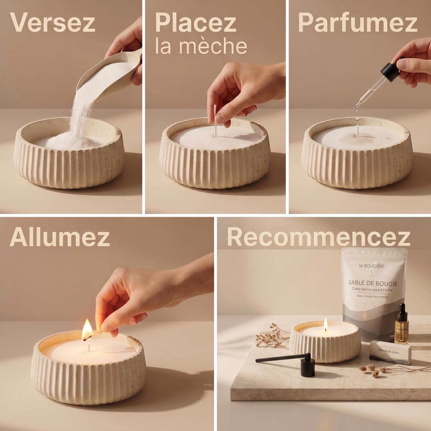 Sable de bougie végétal - Créez vos bougies à l’infini