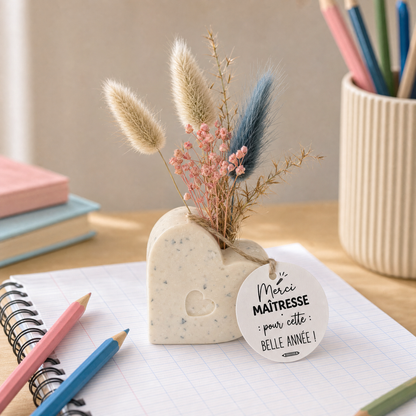 La Bougière - cadeau enseignant Cœur - étiquette Merci Maîtresse