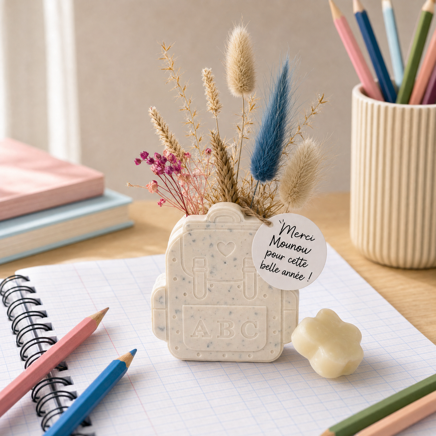 La Bougière - cadeau enseignant Cartable - étiquette Merci Nounou