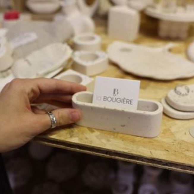 présentoir cartes de visite ou post-it artisanal La Bougière