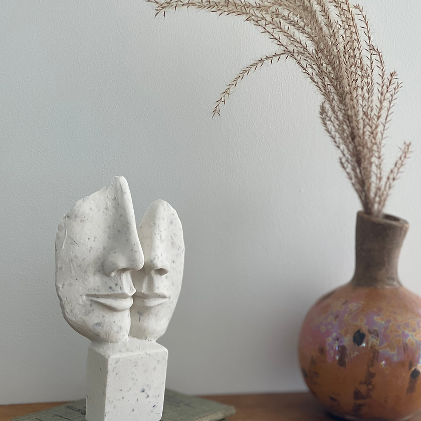 statue duo visage fait main